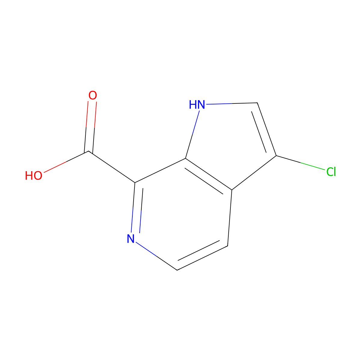 3-chloro-1H-pyrrolo[2,3-c]pyridine-7-carboxylic acid molecular structure, CAS 1190310-17-8