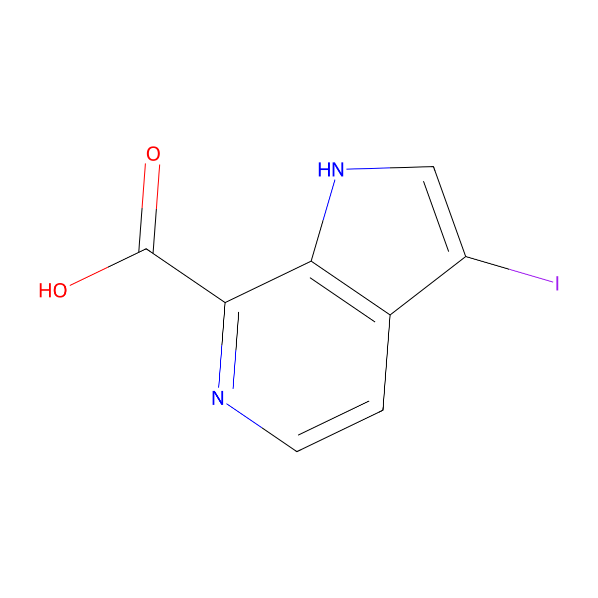 3-iodo-1H-pyrrolo[2,3-c]pyridine-7-carboxylic acid molecular structure, CAS 1190310-28-1