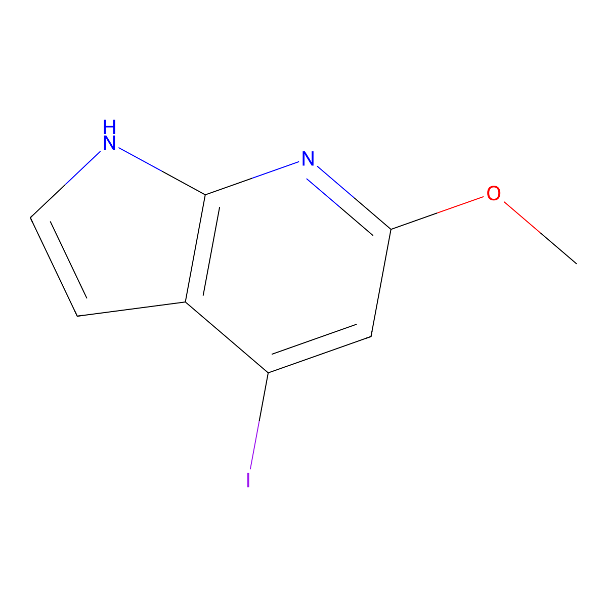 4-iodo-6-methoxy-1H-pyrrolo[2,3-b]pyridine molecular structure, CAS 1190310-42-9