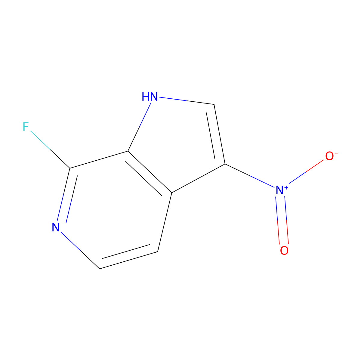 7-fluoro-3-nitro-1H-pyrrolo[2,3-c]pyridine molecular structure, CAS 1190310-44-1