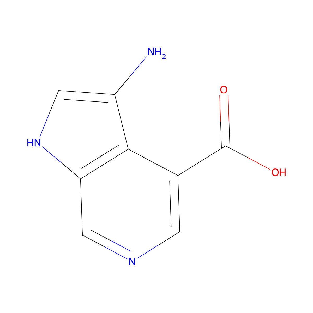 3-amino-1H-pyrrolo[2,3-c]pyridine-4-carboxylic acid molecular structure, CAS 1190310-45-2