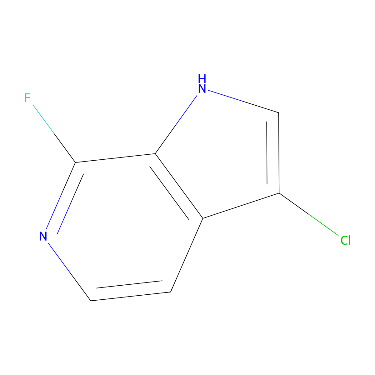 3-chloro-7-fluoro-1H-pyrrolo[2,3-c]pyridine molecular structure, CAS 1190310-61-2