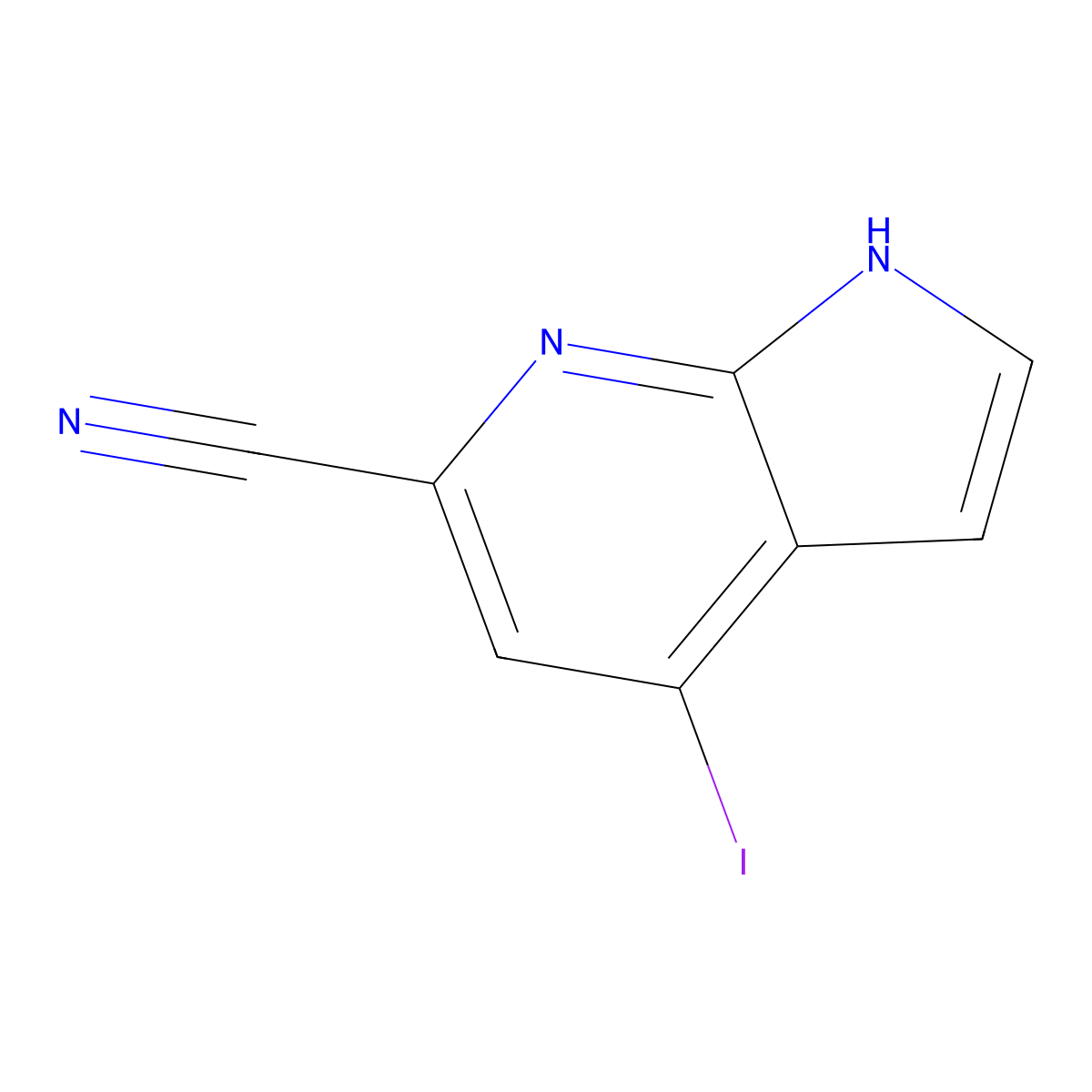 4-Iodo-1h-pyrrolo[2,3-b]pyridine-6-carbonitrile molecular structure, CAS 1190310-69-0