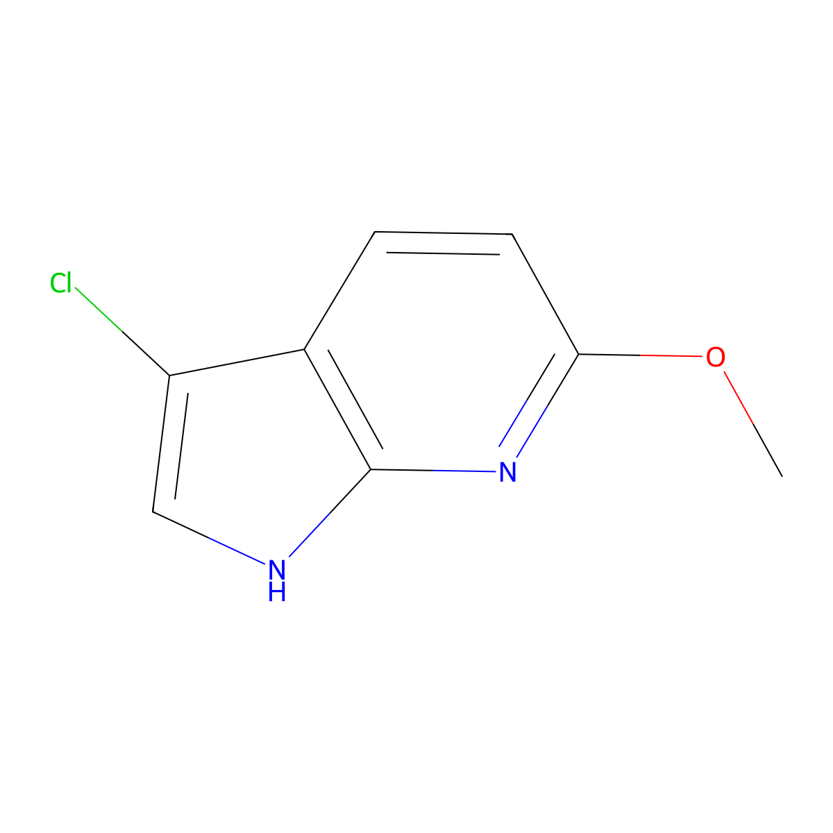3-chloro-6-methoxy-1H-pyrrolo[2,3-b]pyridine molecular structure, CAS 1190310-70-3