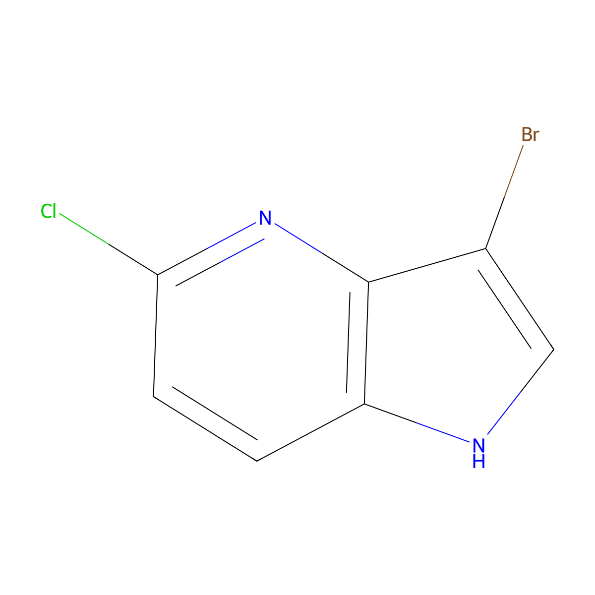 3-Bromo-5-chloro-1H-pyrrolo[3,2-b]pyridine molecular structure, CAS 1190310-75-8