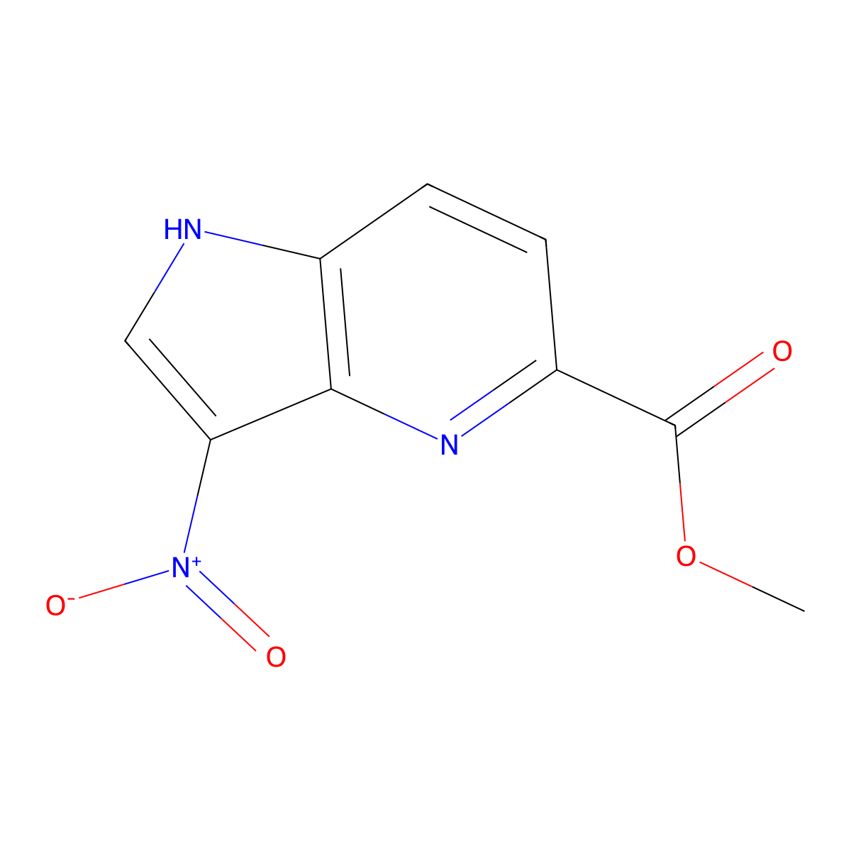 methyl 3-nitro-1H-pyrrolo[3,2-b]pyridine-5-carboxylate molecular structure, CAS 1190310-77-0