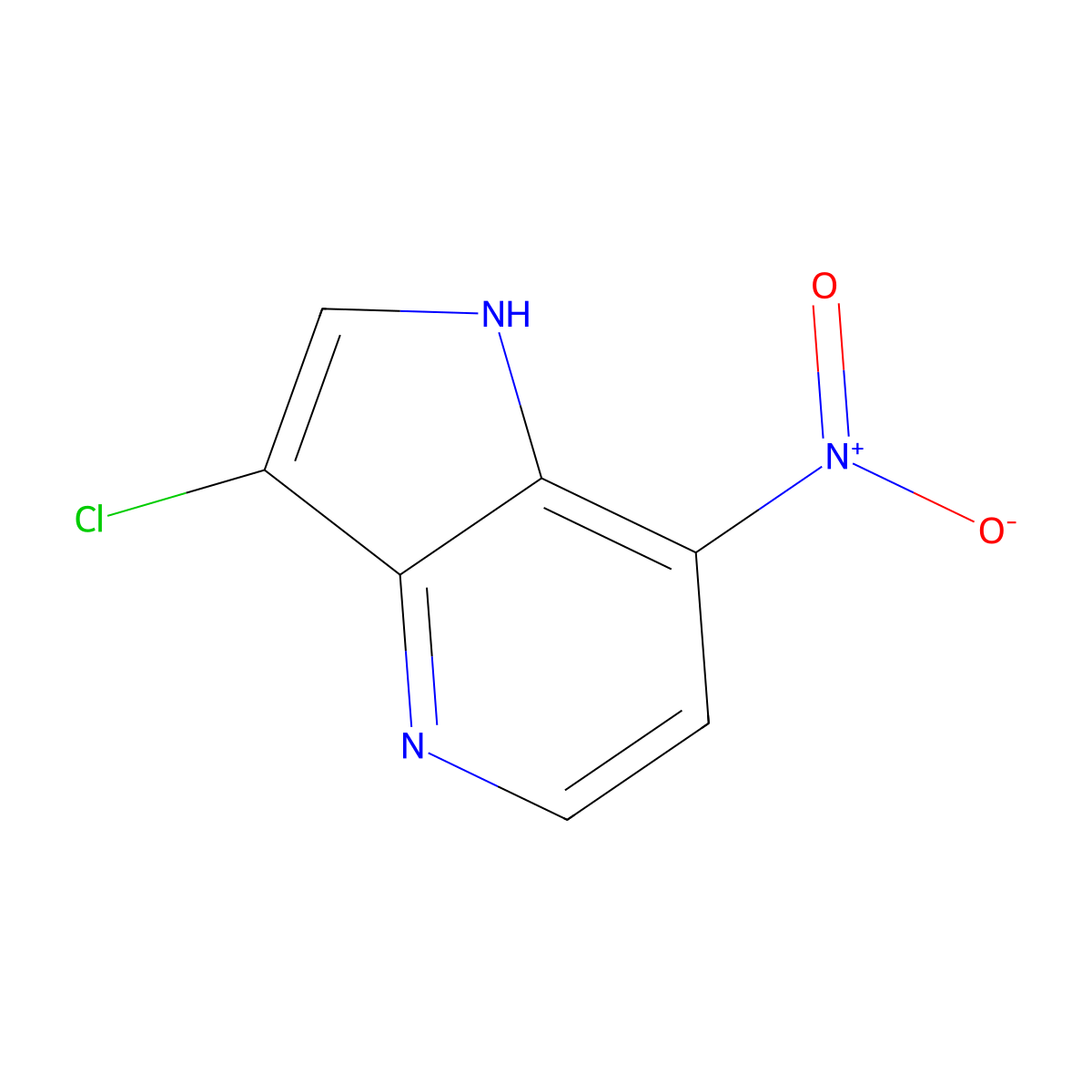 3-chloro-7-nitro-1H-pyrrolo[3,2-b]pyridine molecular structure, CAS 1190310-80-5