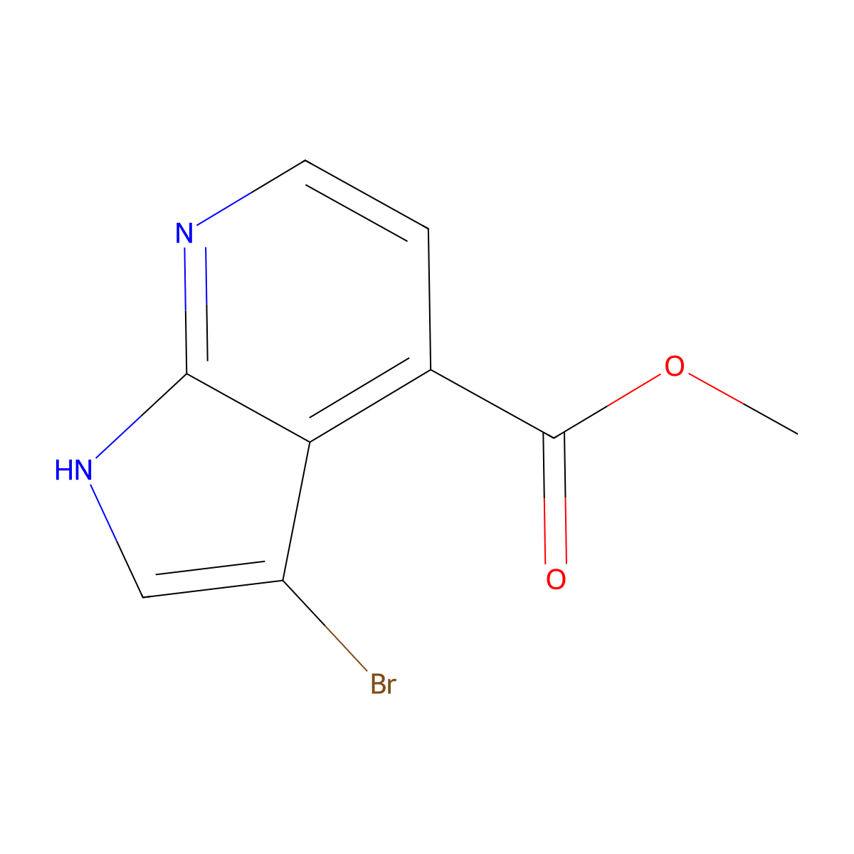 methyl 3-bromo-1H-pyrrolo[2,3-b]pyridine-4-carboxylate molecular structure, CAS 1190310-82-7