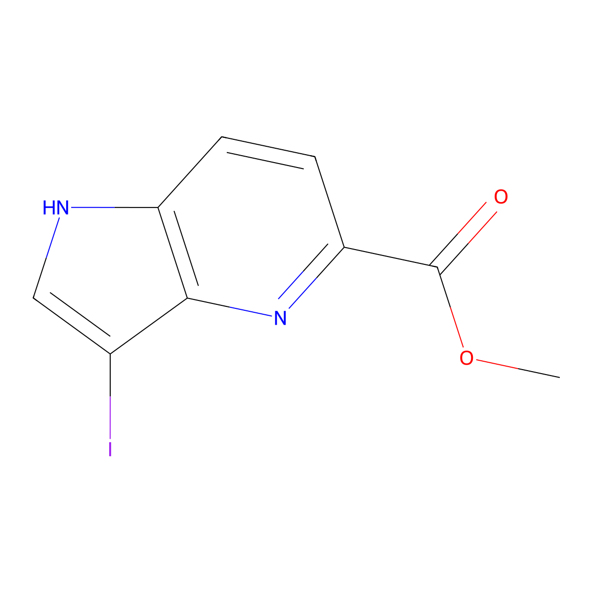 methyl 3-iodo-1H-pyrrolo[3,2-b]pyridine-5-carboxylate molecular structure, CAS 1190310-84-9