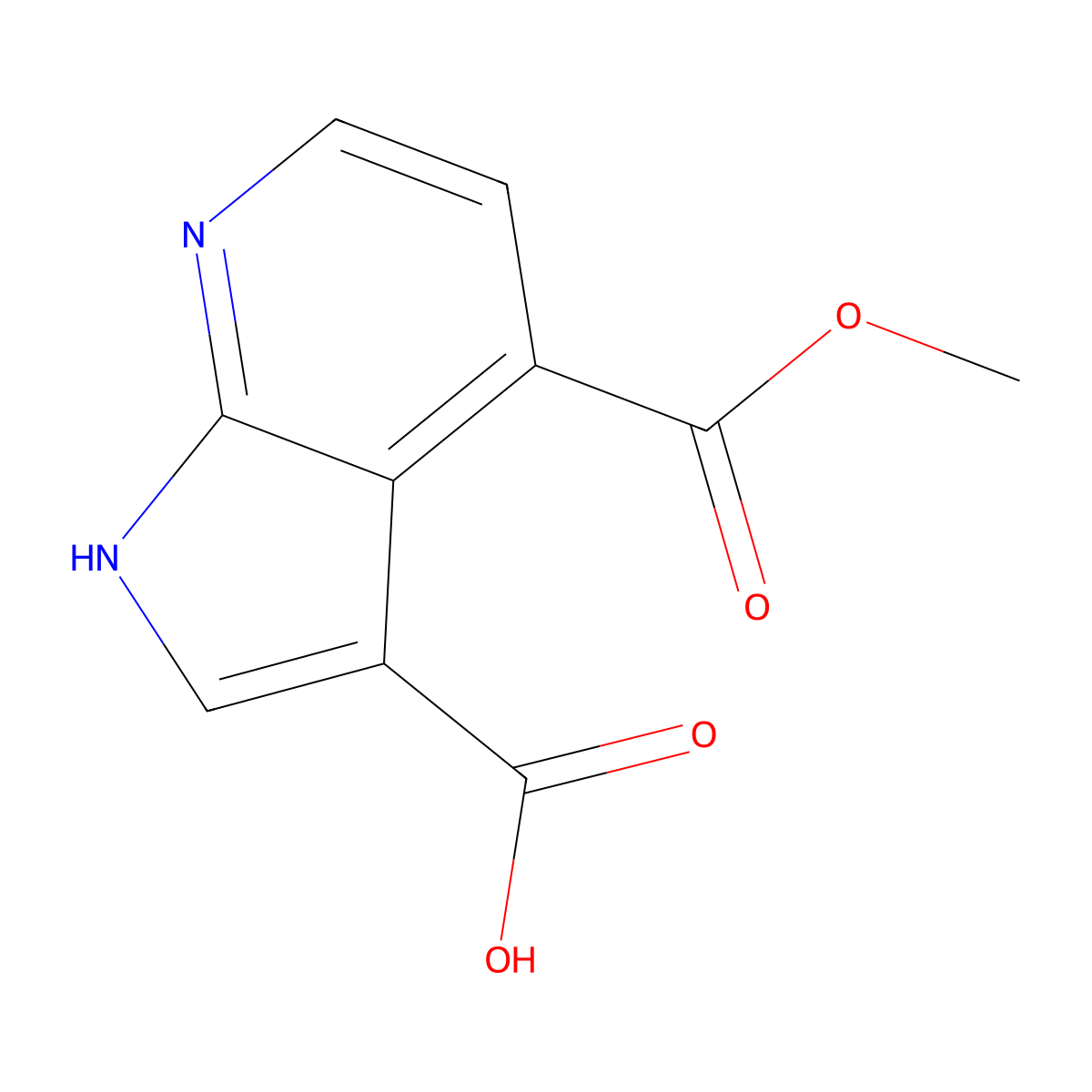 4-(Methoxycarbonyl)-1H-pyrrolo[2,3-b]pyridine-3-carboxylic acid molecular structure, CAS 1190310-86-1