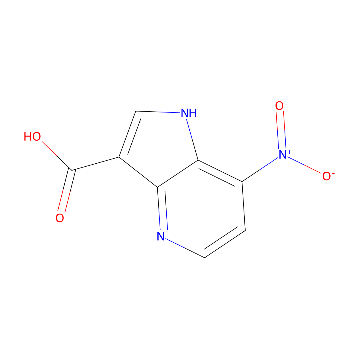 7-nitro-1H-pyrrolo[3,2-b]pyridine-3-carboxylic acid molecular structure, CAS 1190310-90-7
