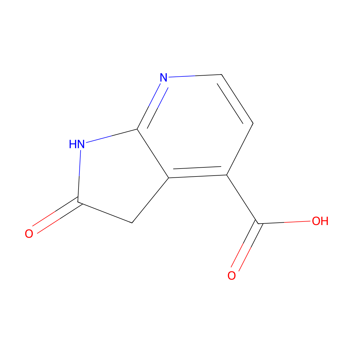 2-oxo-1H,2H,3H-pyrrolo[2,3-b]pyridine-4-carboxylic acid molecular structure, CAS 1190310-95-2