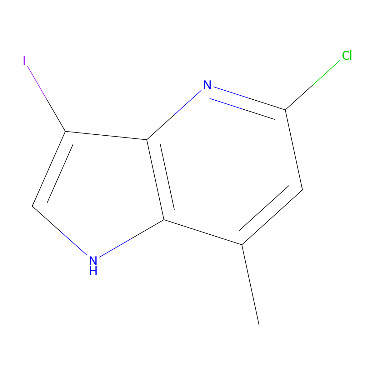 5-chloro-3-iodo-7-methyl-1H-pyrrolo[3,2-b]pyridine molecular structure, CAS 1190310-96-3