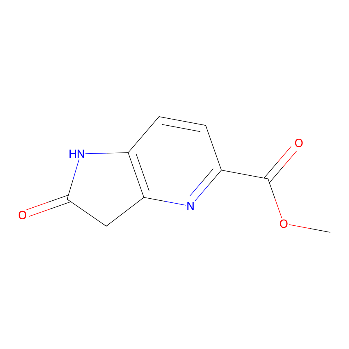 Methyl 2-oxo-2,3-dihydro-1H-pyrrolo[3,2-b]pyridine-5-carboxylate molecular structure, CAS 1190311-14-8