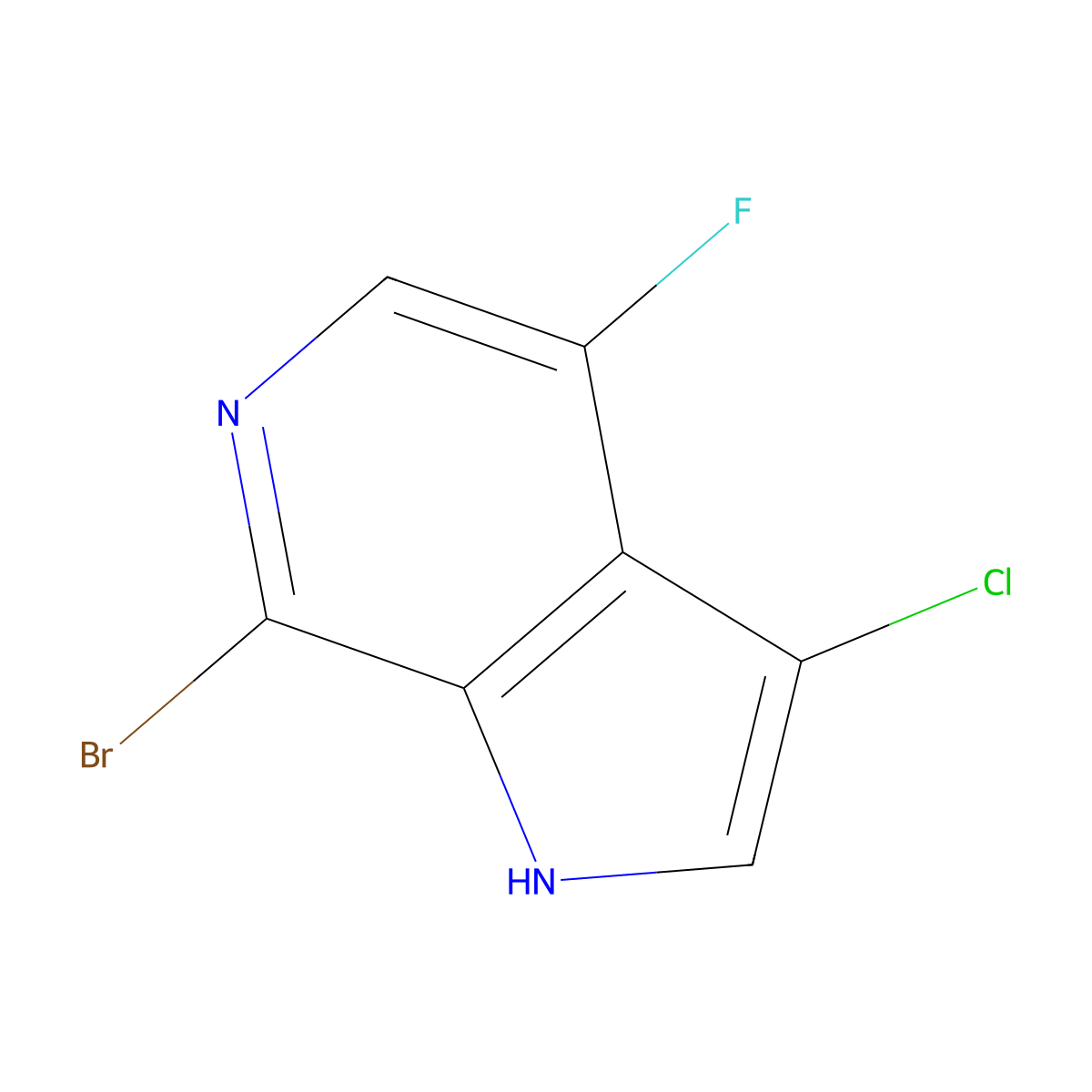 7-bromo-3-chloro-4-fluoro-1H-pyrrolo[2,3-c]pyridine molecular structure, CAS 1190311-17-1