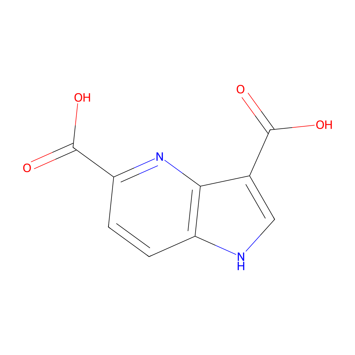 1H-pyrrolo[3,2-b]pyridine-3,5-dicarboxylic acid molecular structure, CAS 1190311-22-8