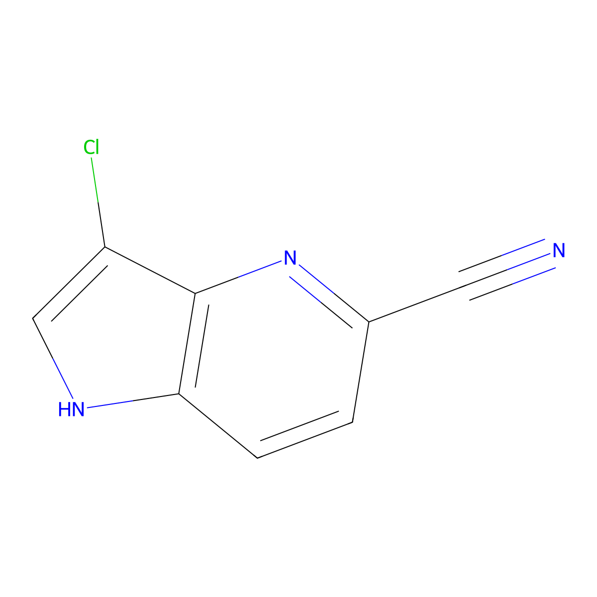 3-chloro-1H-pyrrolo[3,2-b]pyridine-5-carbonitrile molecular structure, CAS 1190311-38-6
