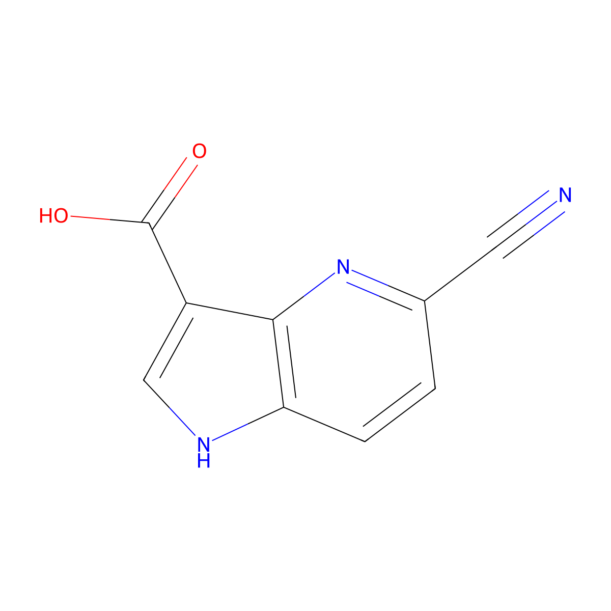 5-cyano-1H-pyrrolo[3,2-b]pyridine-3-carboxylic acid molecular structure, CAS 1190311-47-7
