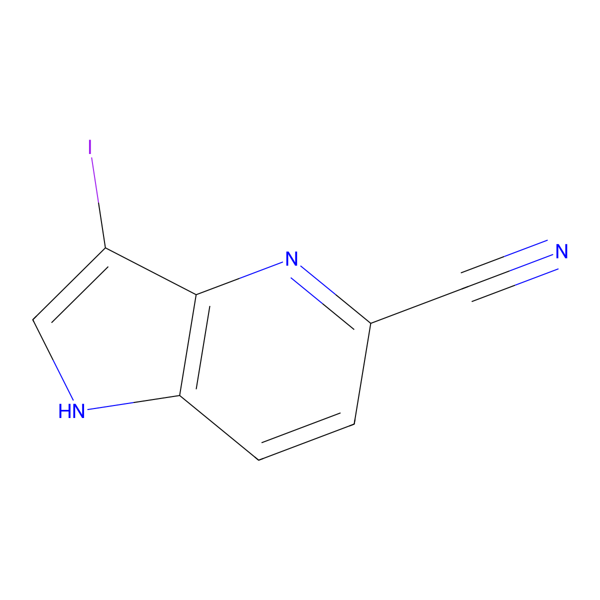 3-iodo-1H-pyrrolo[3,2-b]pyridine-5-carbonitrile molecular structure, CAS 1190311-57-9