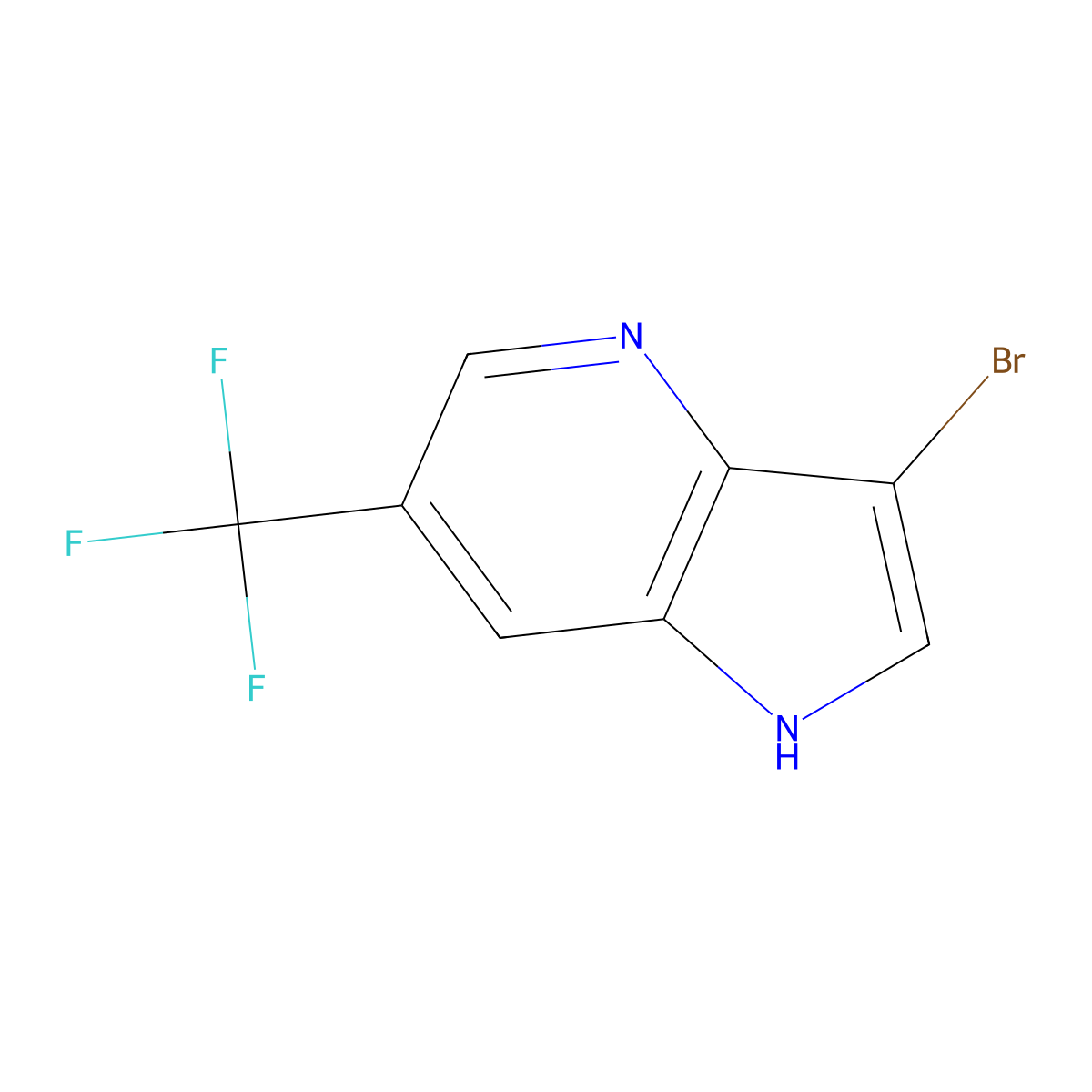 3-bromo-6-(trifluoromethyl)-1H-pyrrolo[3,2-b]pyridine molecular structure, CAS 1190311-58-0