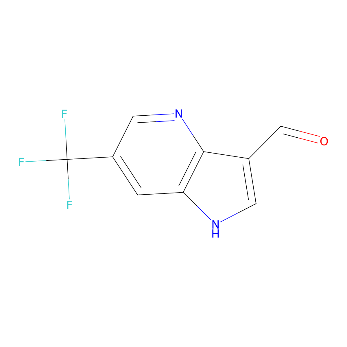 6-(trifluoromethyl)-1H-pyrrolo[3,2-b]pyridine-3-carbaldehyde molecular structure, CAS 1190311-65-9