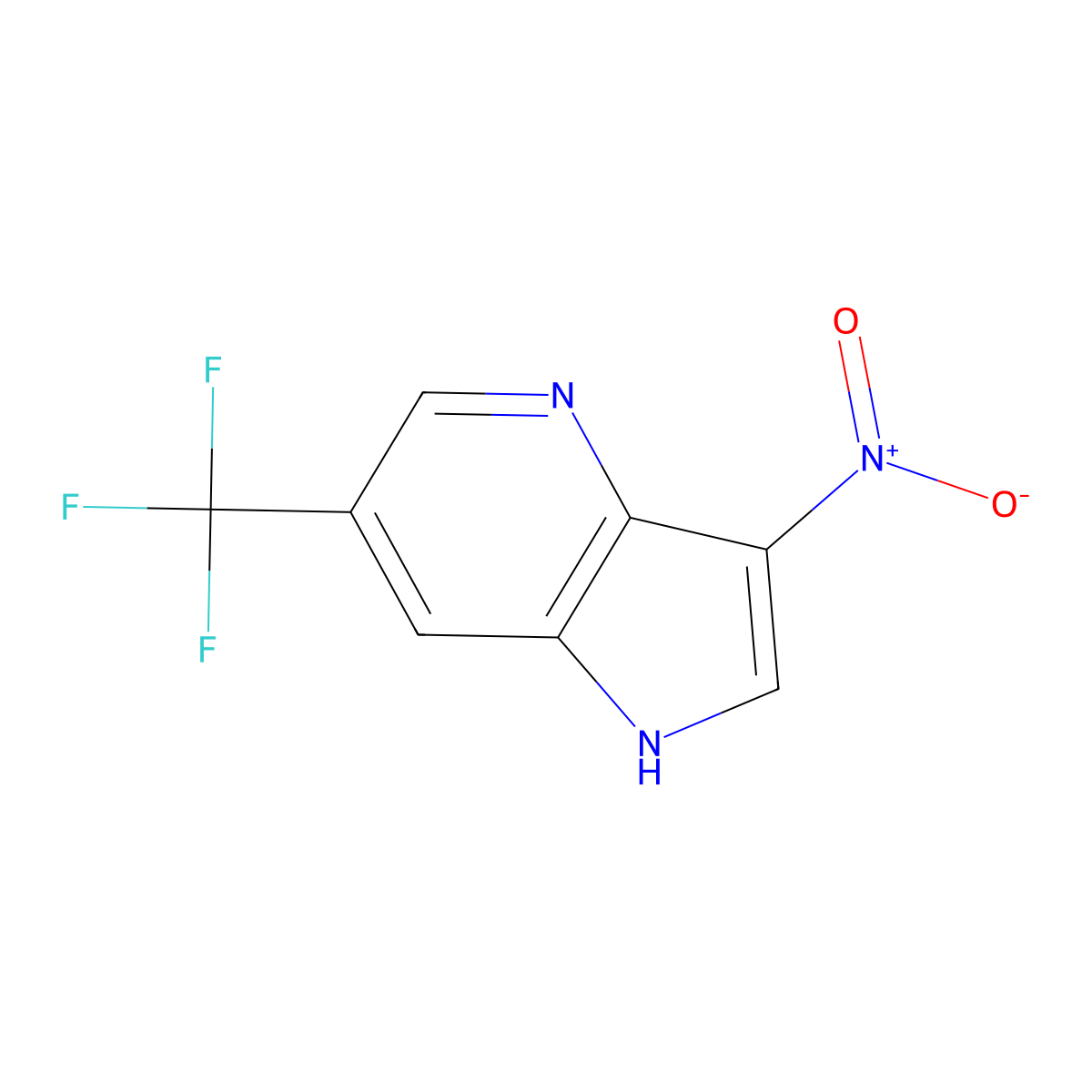 3-nitro-6-(trifluoromethyl)-1H-pyrrolo[3,2-b]pyridine molecular structure, CAS 1190311-72-8
