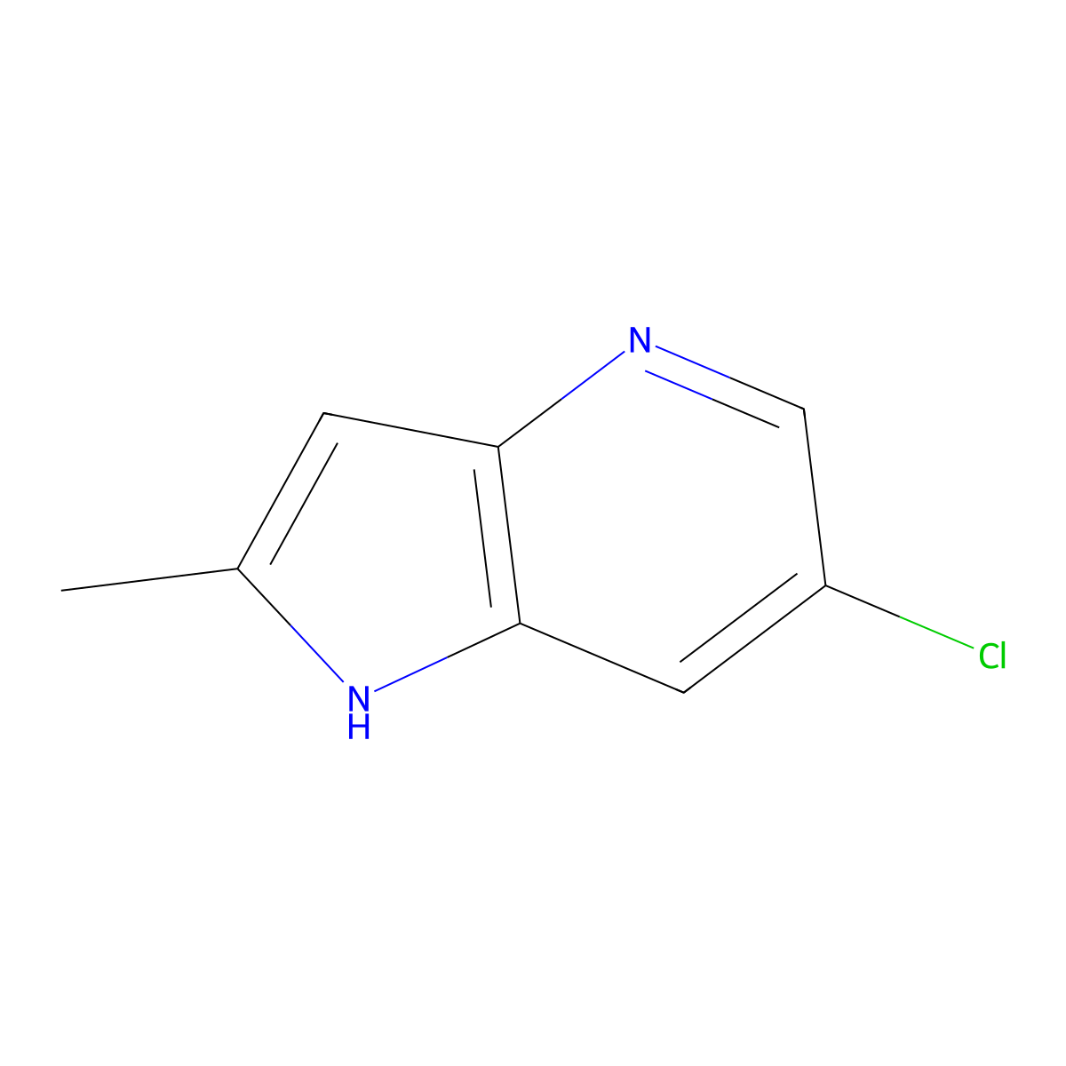 6-chloro-2-methyl-1H-pyrrolo[3,2-b]pyridine molecular structure, CAS 1190311-77-3
