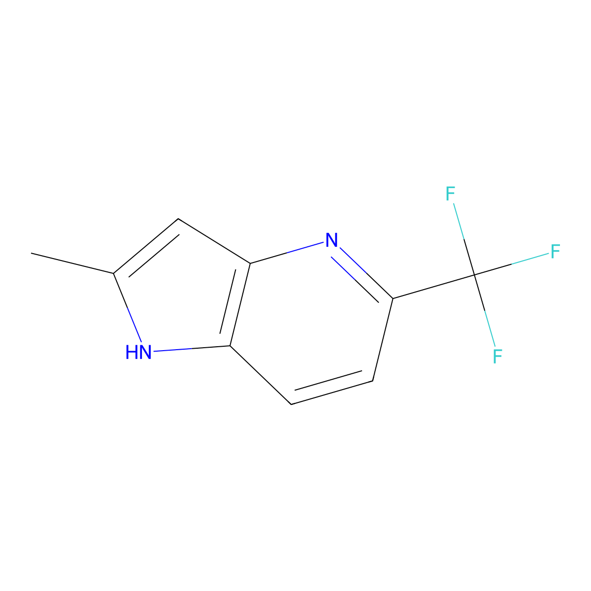 2-methyl-5-(trifluoromethyl)-1H-pyrrolo[3,2-b]pyridine molecular structure, CAS 1190311-87-5