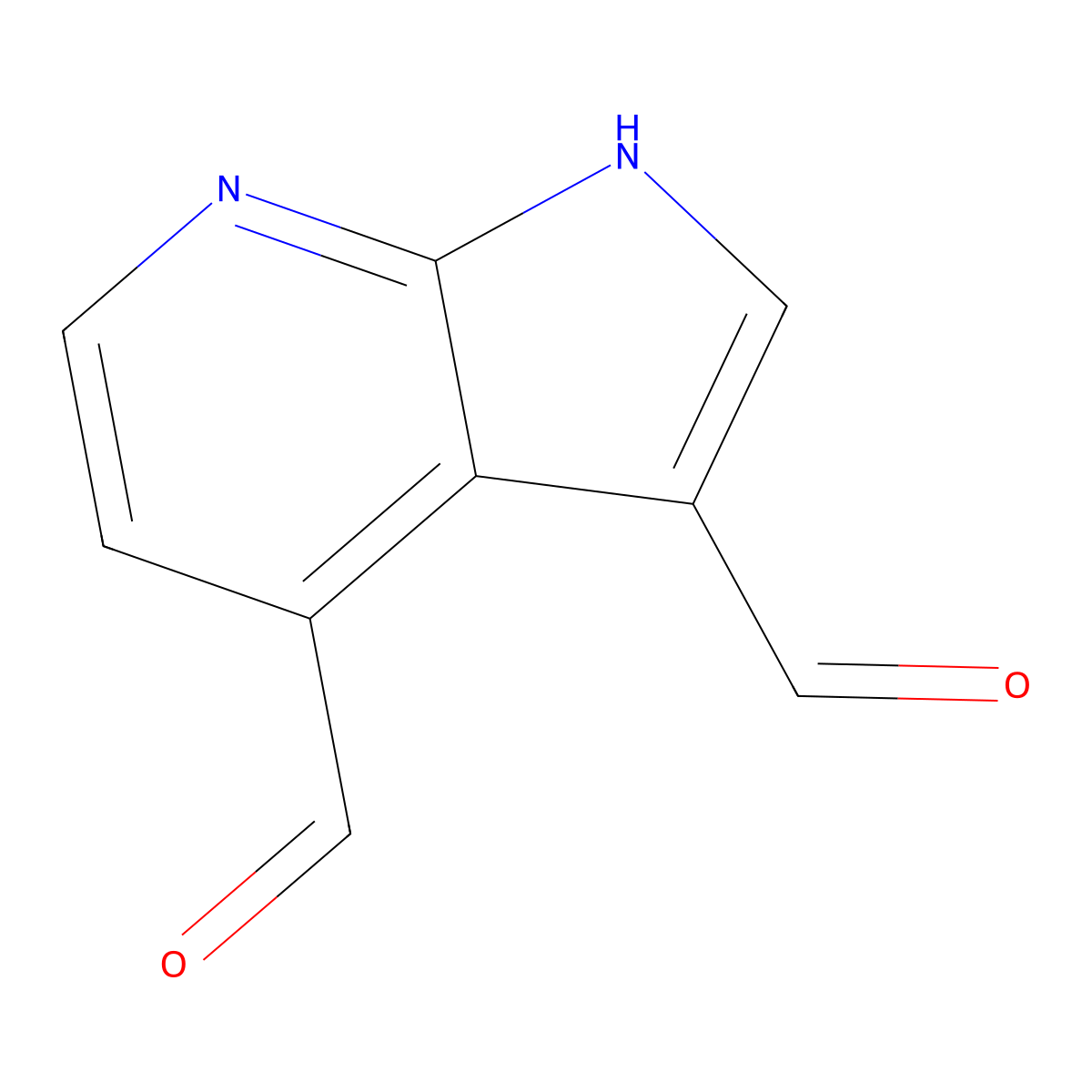 1H-pyrrolo[2,3-b]pyridine-3,4-dicarbaldehyde molecular structure, CAS 1190311-90-0