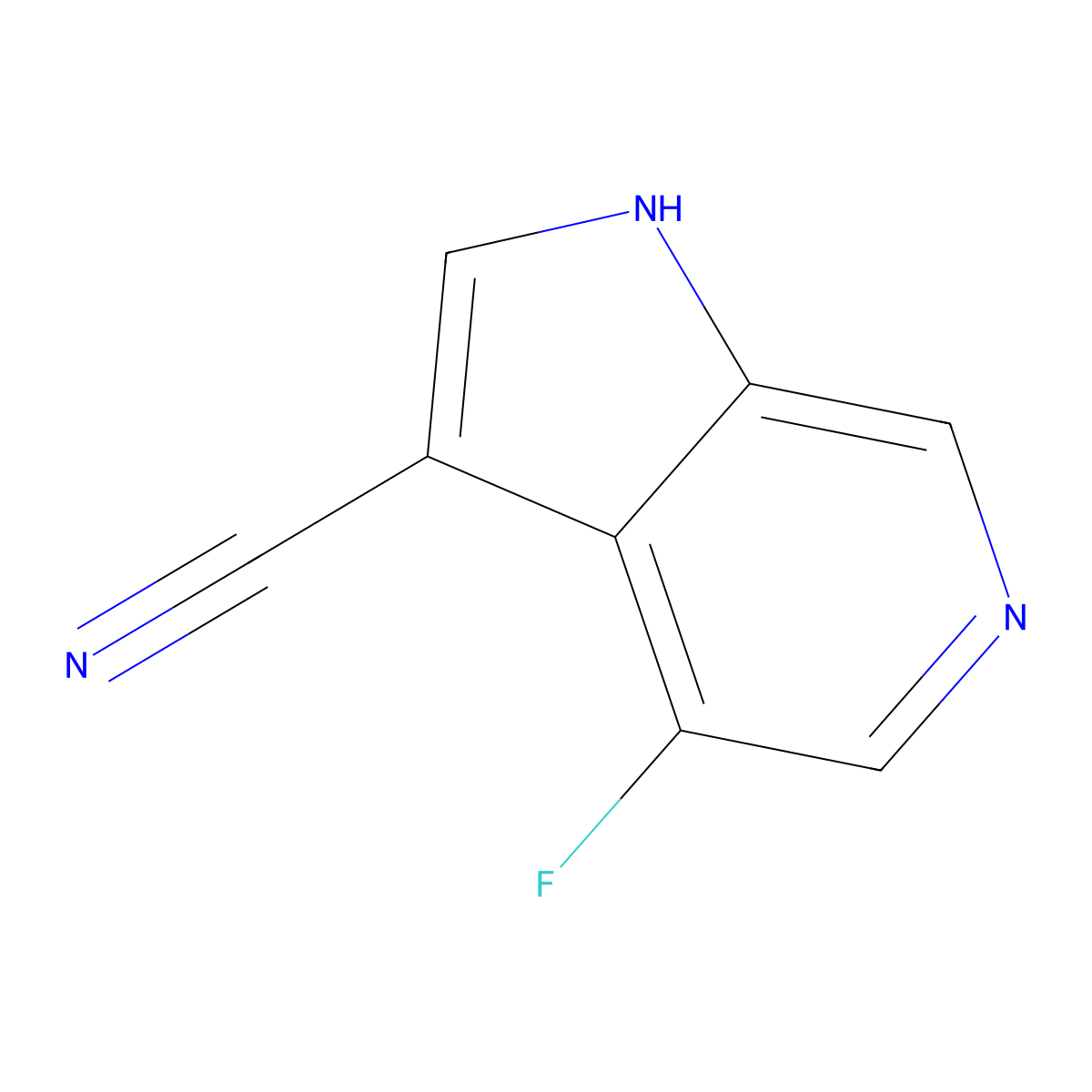 4-fluoro-1H-pyrrolo[2,3-c]pyridine-3-carbonitrile molecular structure, CAS 1190311-97-7