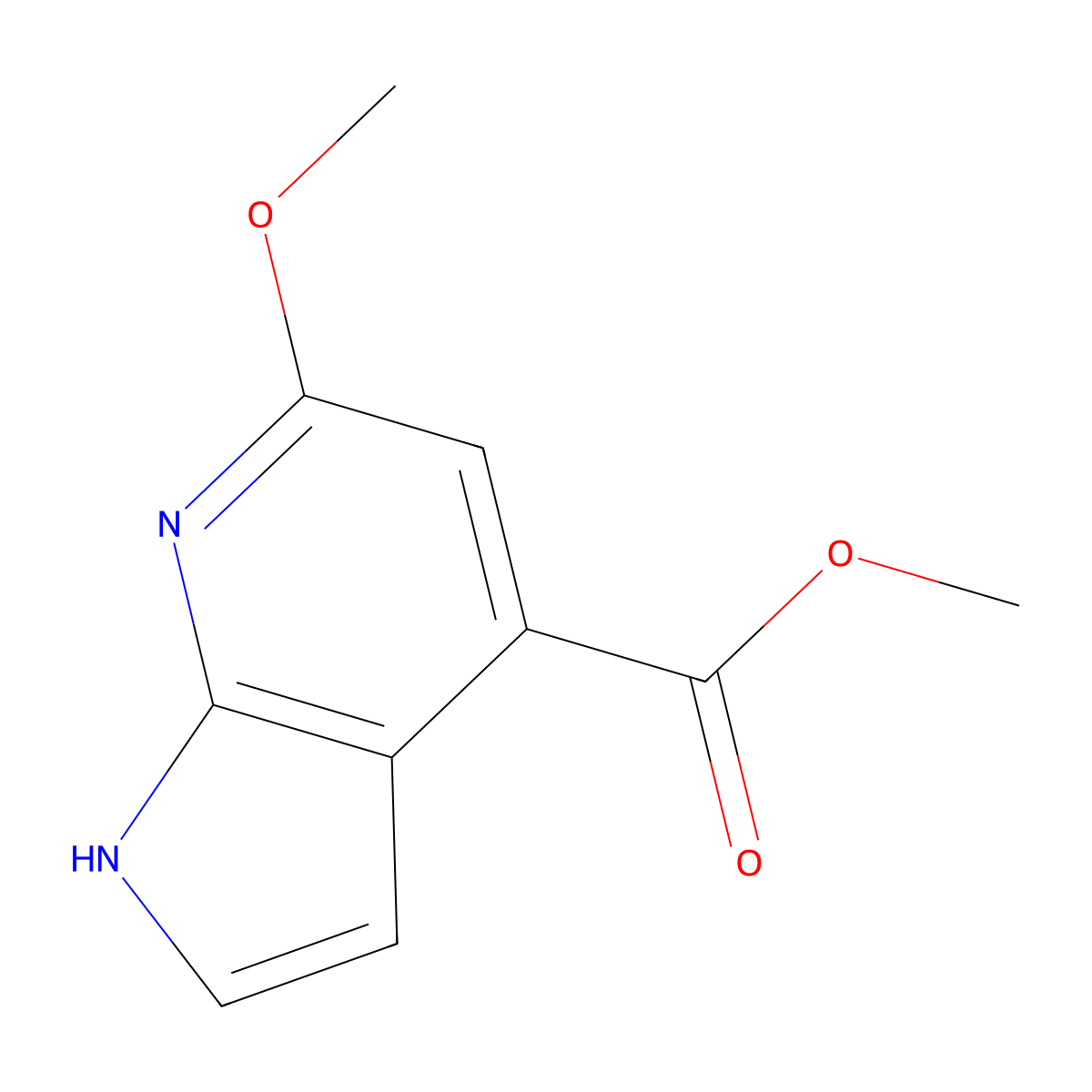 methyl 6-methoxy-1H-pyrrolo[2,3-b]pyridine-4-carboxylate molecular structure, CAS 1190312-22-1