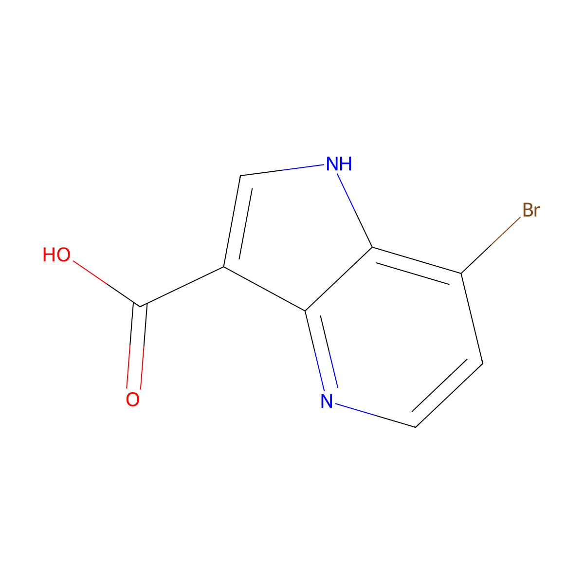 7-bromo-1H-pyrrolo[3,2-b]pyridine-3-carboxylic acid molecular structure, CAS 1190312-26-5