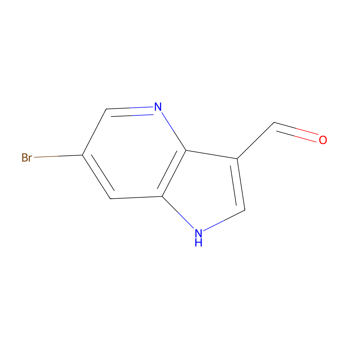 6-bromo-1H-pyrrolo[3,2-b]pyridine-3-carbaldehyde molecular structure, CAS 1190312-27-6