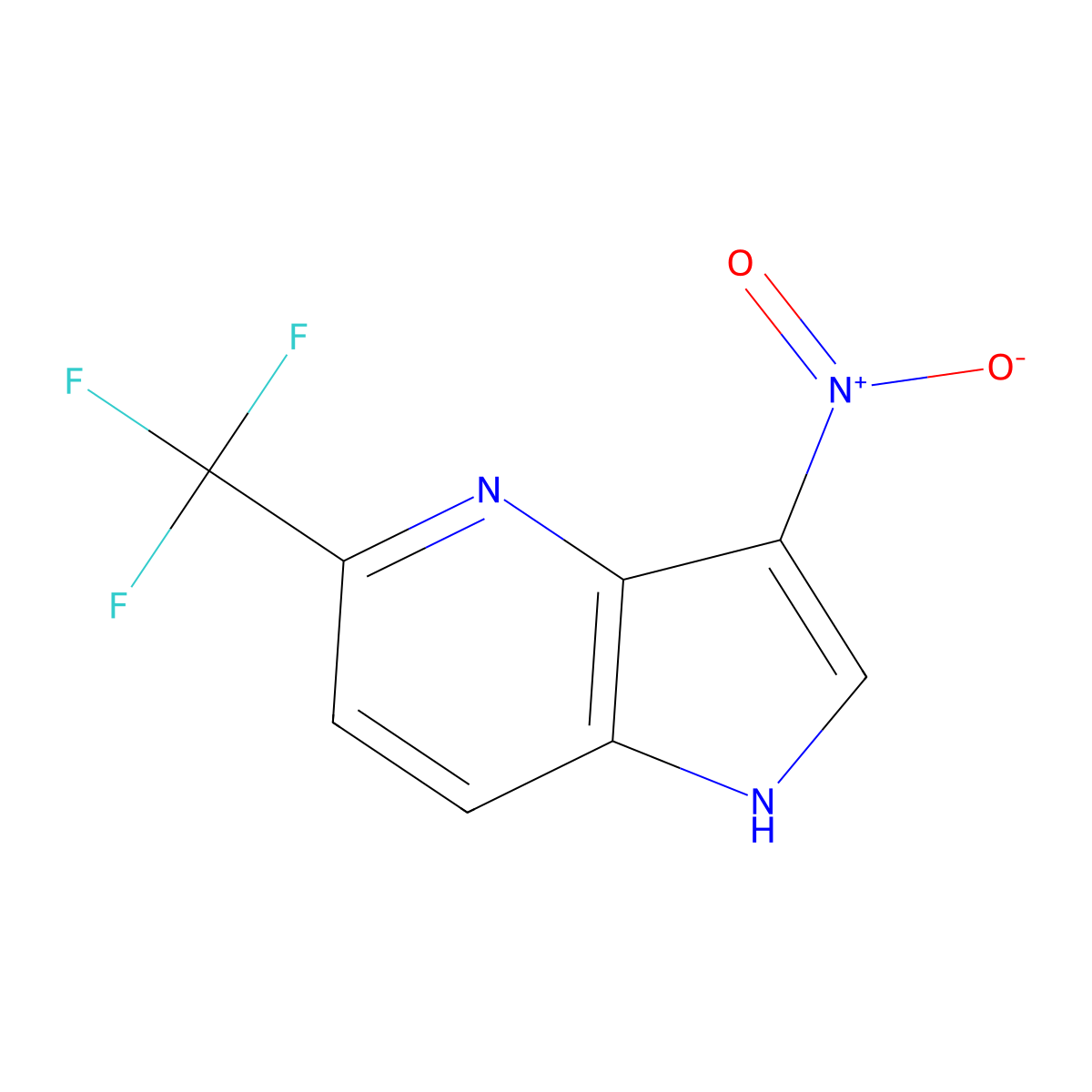 3-nitro-5-(trifluoromethyl)-1H-pyrrolo[3,2-b]pyridine molecular structure, CAS 1190312-34-5