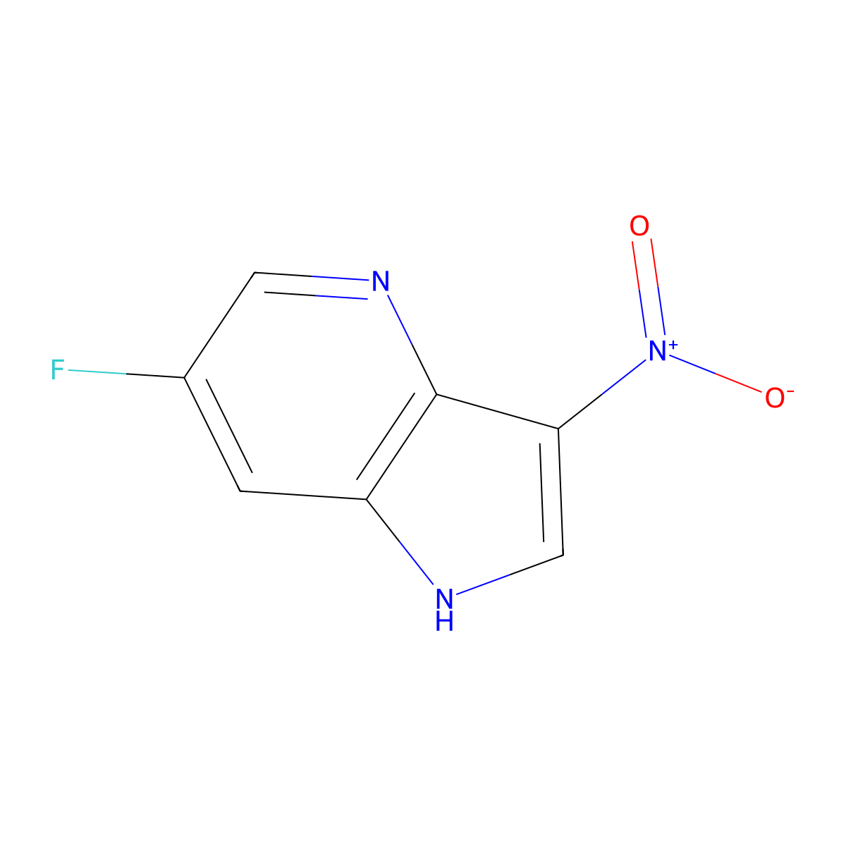 6-fluoro-3-nitro-1H-pyrrolo[3,2-b]pyridine molecular structure, CAS 1190312-36-7