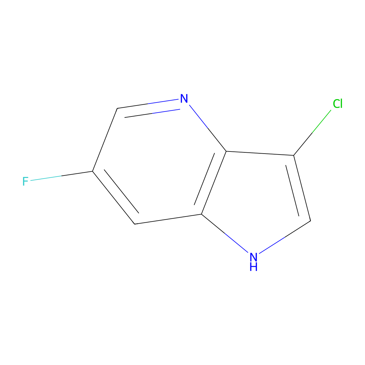 3-chloro-6-fluoro-1H-pyrrolo[3,2-b]pyridine molecular structure, CAS 1190312-42-5