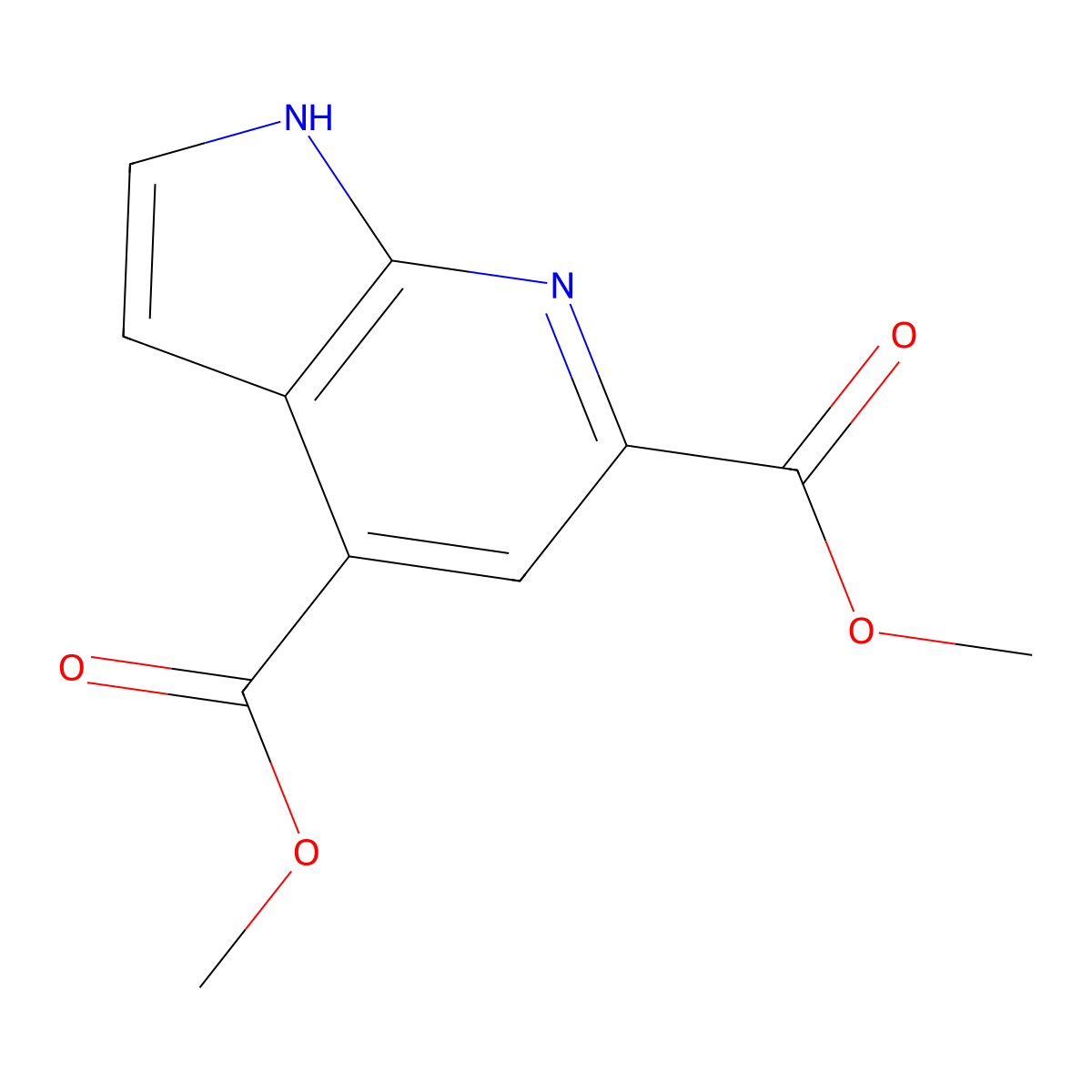 Dimethyl 1H-pyrrolo[2,3-b]pyridine-4,6-dicarboxylate molecular structure, CAS 1190312-50-5