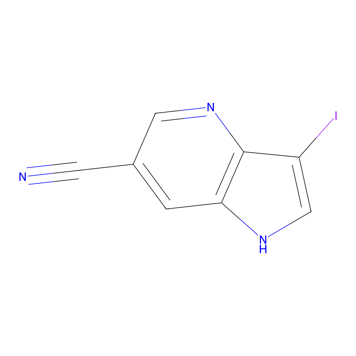 3-iodo-1H-pyrrolo[3,2-b]pyridine-6-carbonitrile molecular structure, CAS 1190312-56-1