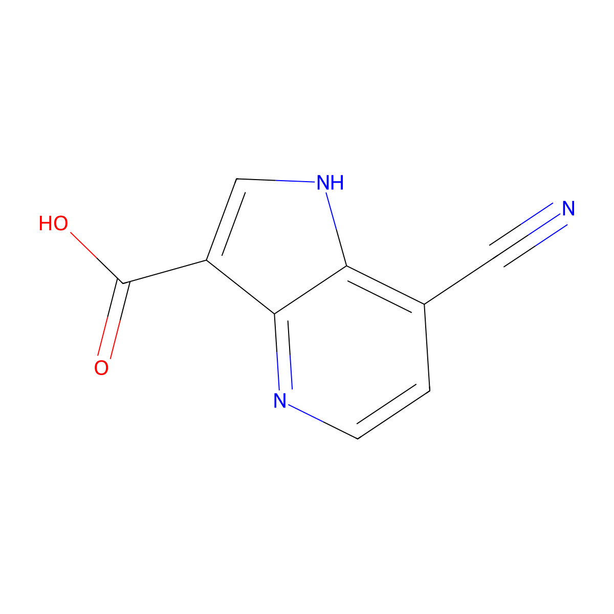 7-cyano-1H-pyrrolo[3,2-b]pyridine-3-carboxylic acid molecular structure, CAS 1190312-72-1
