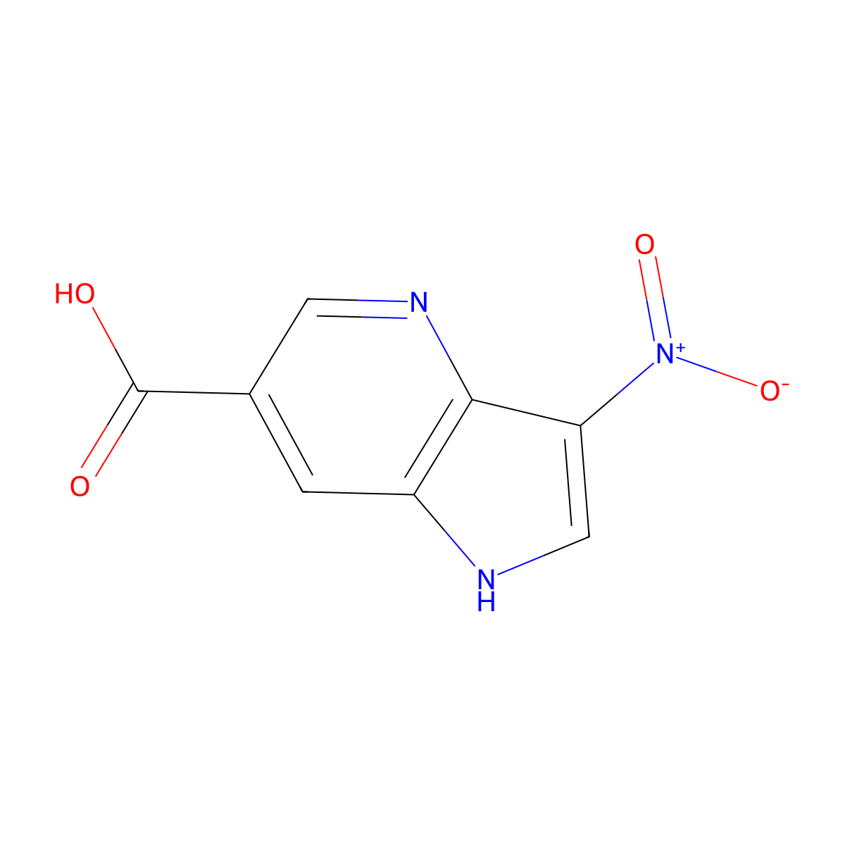 3-nitro-1H-pyrrolo[3,2-b]pyridine-6-carboxylic acid molecular structure, CAS 1190312-84-5