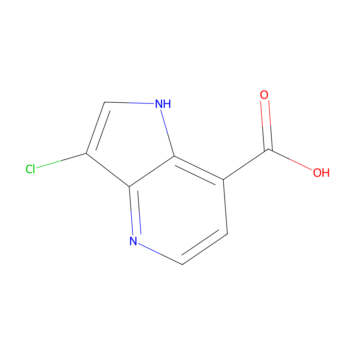 3-chloro-1H-pyrrolo[3,2-b]pyridine-7-carboxylic acid molecular structure, CAS 1190312-92-5