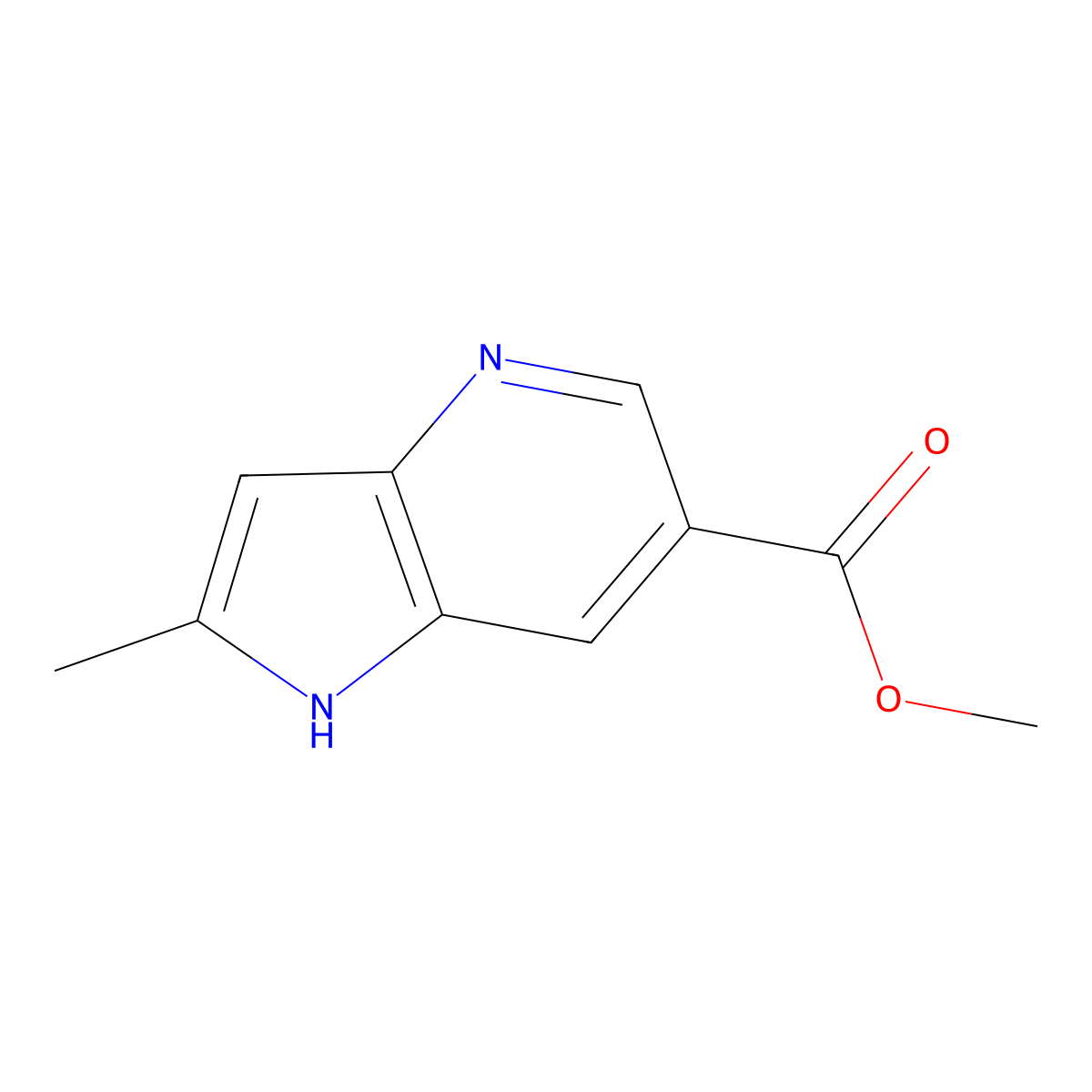 methyl 2-methyl-1H-pyrrolo[3,2-b]pyridine-6-carboxylate molecular structure, CAS 1190312-97-0