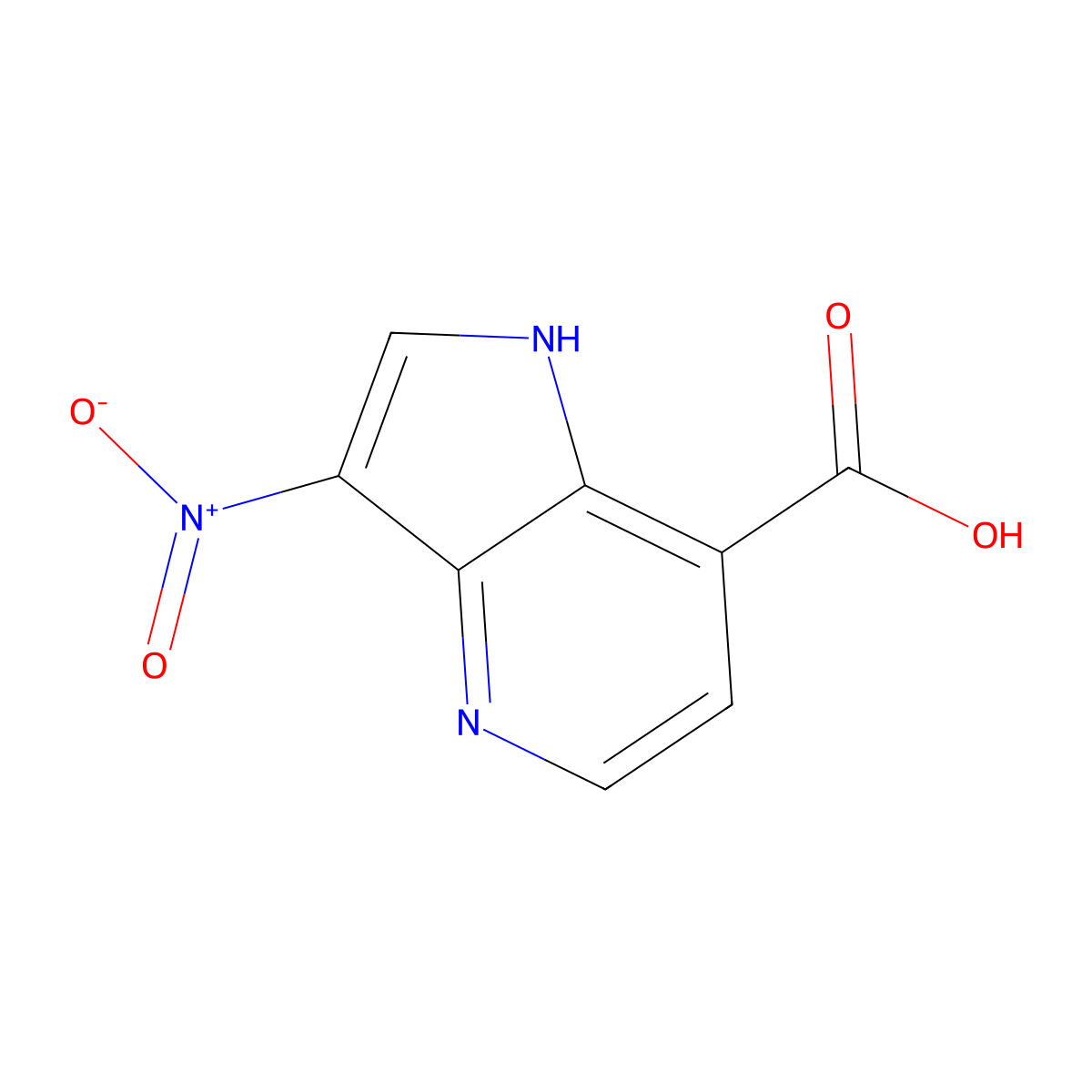 3-nitro-1H-pyrrolo[3,2-b]pyridine-7-carboxylic acid molecular structure, CAS 1190313-10-0