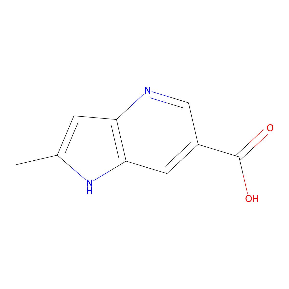 2-methyl-1H-pyrrolo[3,2-b]pyridine-6-carboxylic acid molecular structure, CAS 1190313-15-5