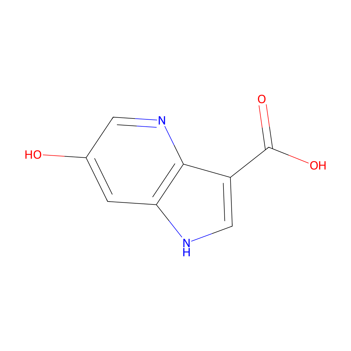 6-hydroxy-1H-pyrrolo[3,2-b]pyridine-3-carboxylic acid molecular structure, CAS 1190313-23-5