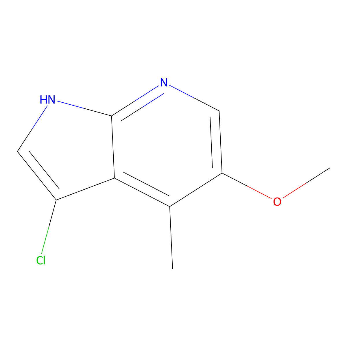 3-chloro-5-methoxy-4-methyl-1H-pyrrolo[2,3-b]pyridine molecular structure, CAS 1190313-30-4