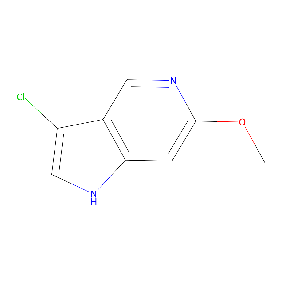 3-chloro-6-methoxy-1H-pyrrolo[3,2-c]pyridine molecular structure, CAS 1190313-32-6