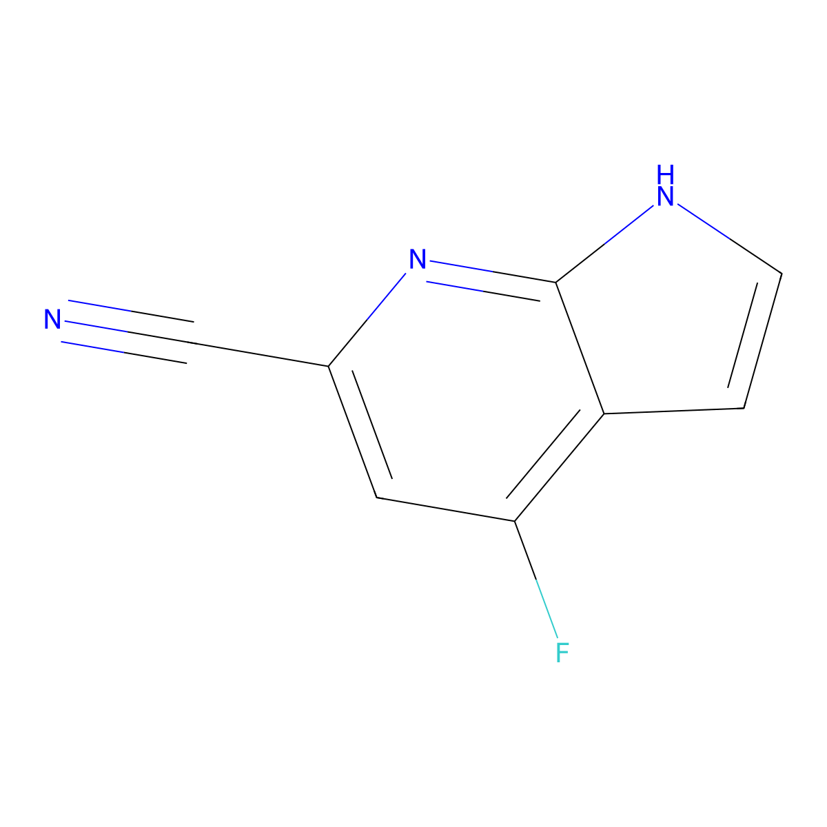 4-fluoro-1H-pyrrolo[2,3-b]pyridine-6-carbonitrile molecular structure, CAS 1190313-36-0