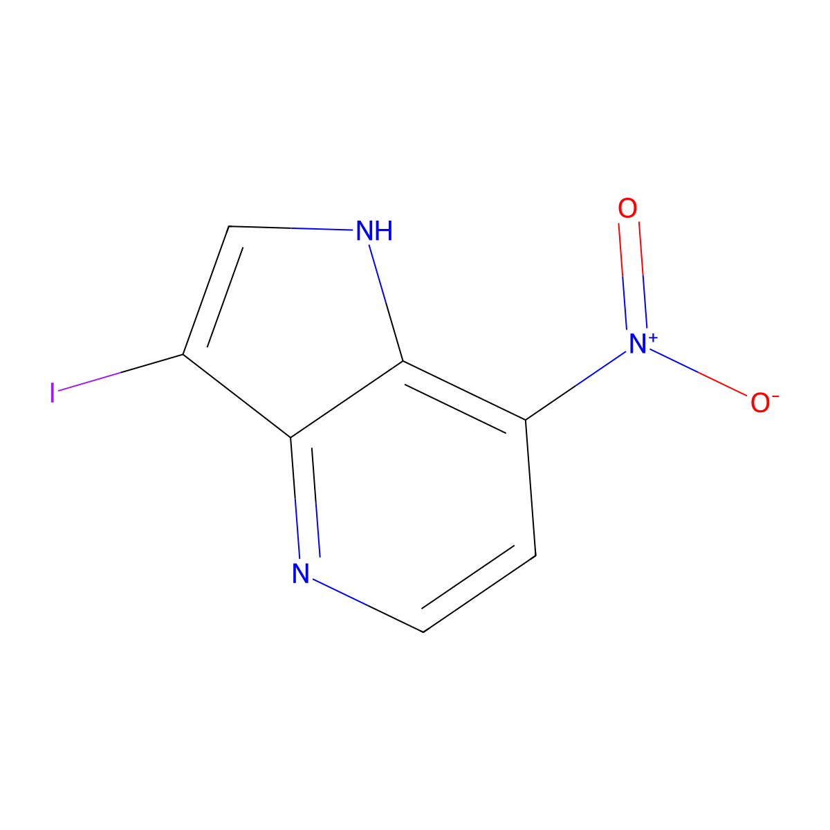 3-iodo-7-nitro-1H-pyrrolo[3,2-b]pyridine molecular structure, CAS 1190313-45-1