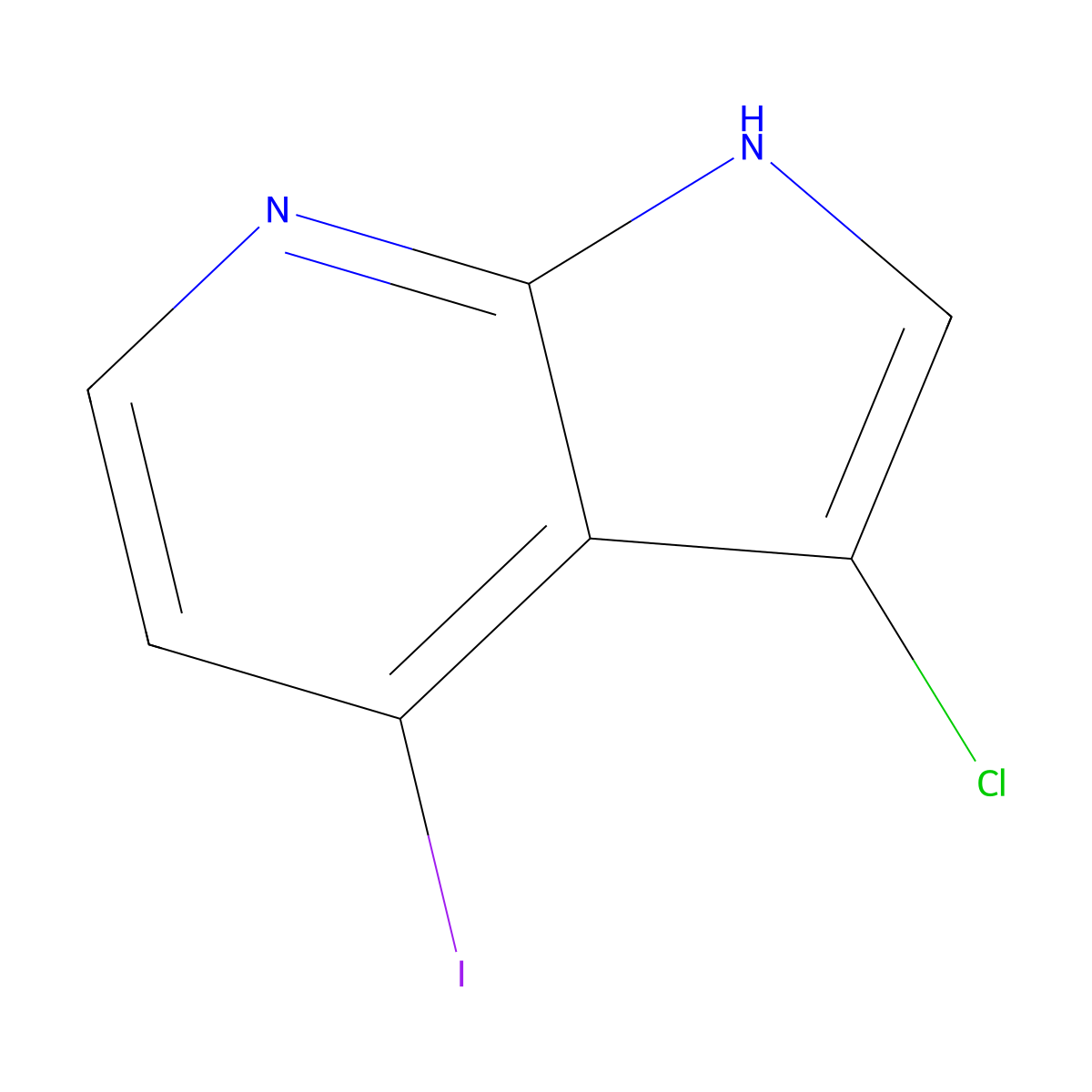 3-chloro-4-iodo-1H-pyrrolo[2,3-b]pyridine molecular structure, CAS 1190313-54-2